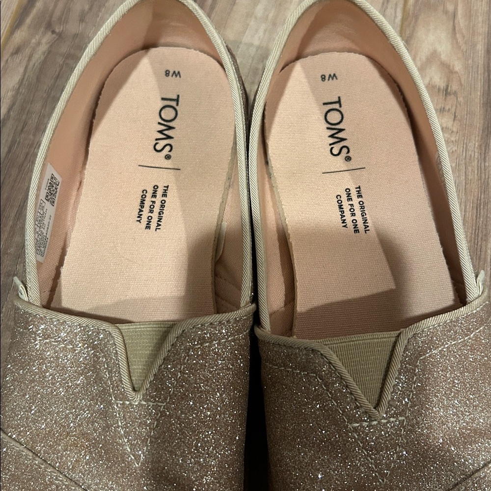 Toms Glitter Pink Slip-On Shoes - Picture 6 of 8